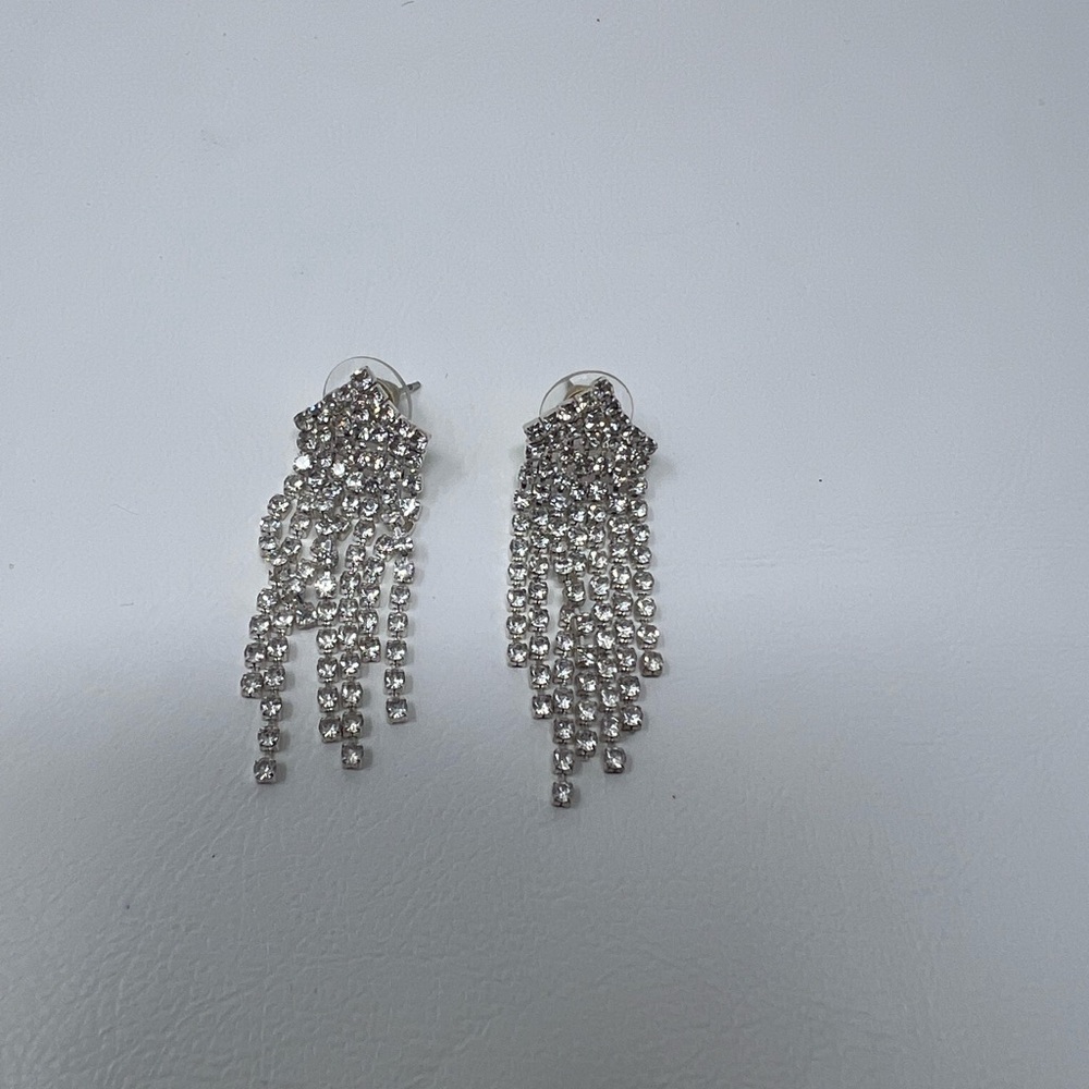 Chic Silver Crystal Dangle Earrings